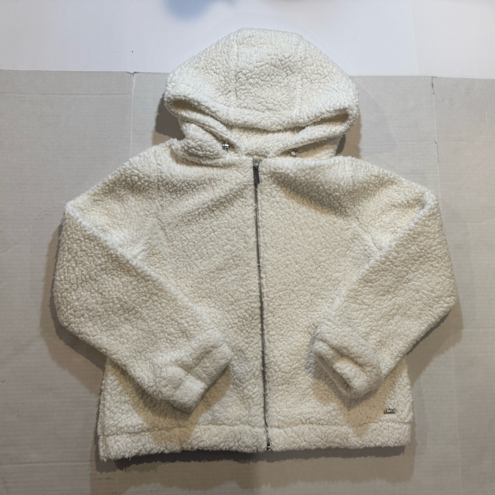 Marc New York White/cream Hooded Sherpa Jacket Size Large